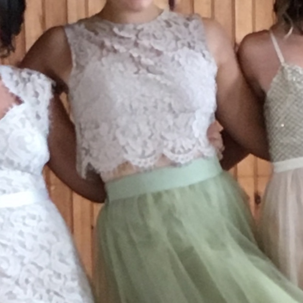 Jenny Yoo lace crop top from Bhldn the Anthropologie bridal store.